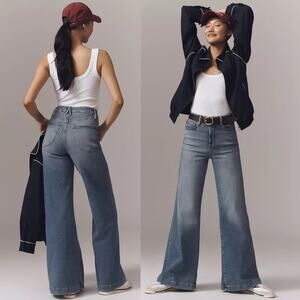 NWT Anthropologie Good American Good Waist High Rise Palazzo Wide Leg Jeans 32